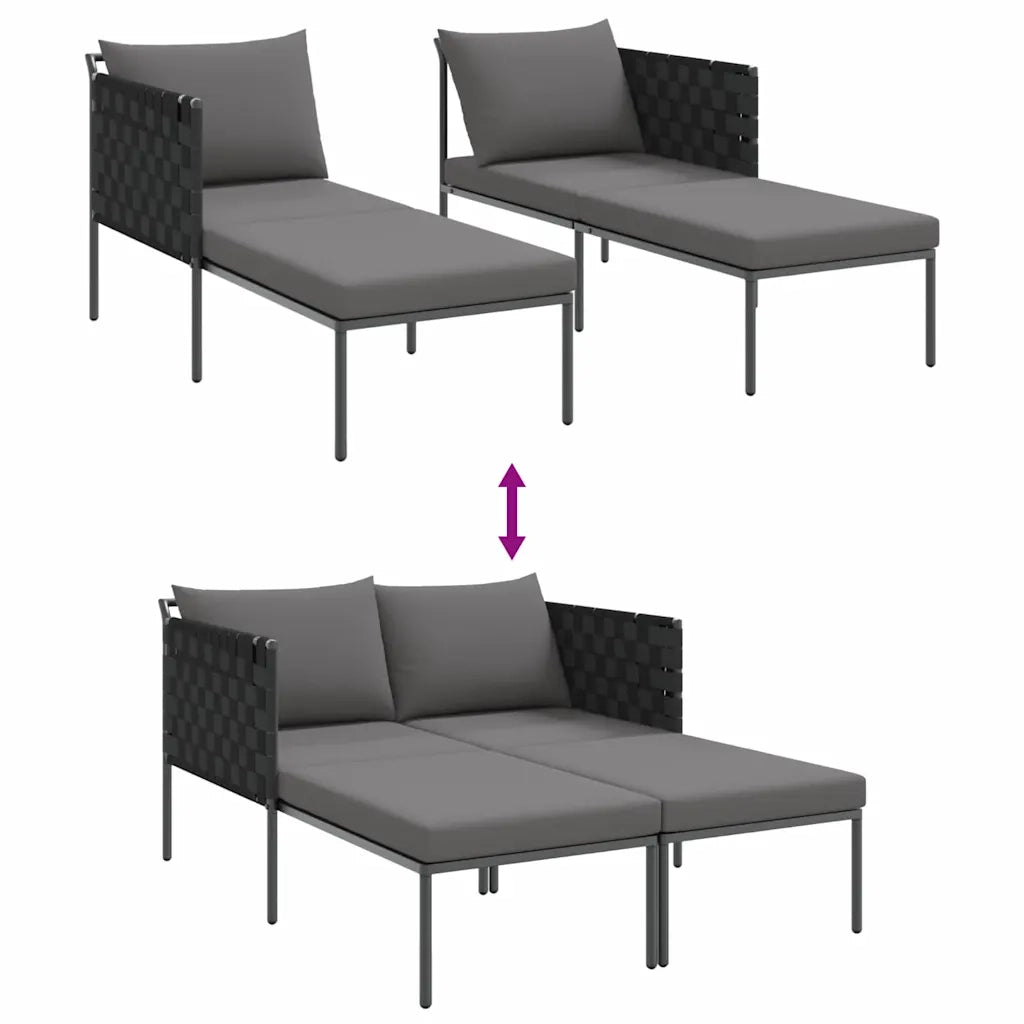 Lettino da Sole con cuscino Antracite 153 x 115 x 69.5 cm 42004135