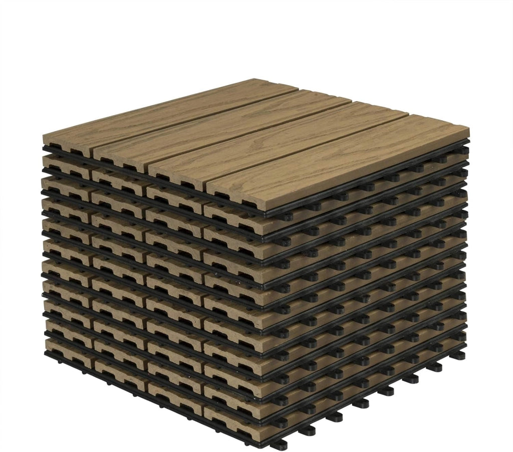 Piastrelle per Pavimenti da Esterno Mattonelle Pavimentazione ad Incastro Click-Deck in Legno Composito Marrone Chiaro 1 m²