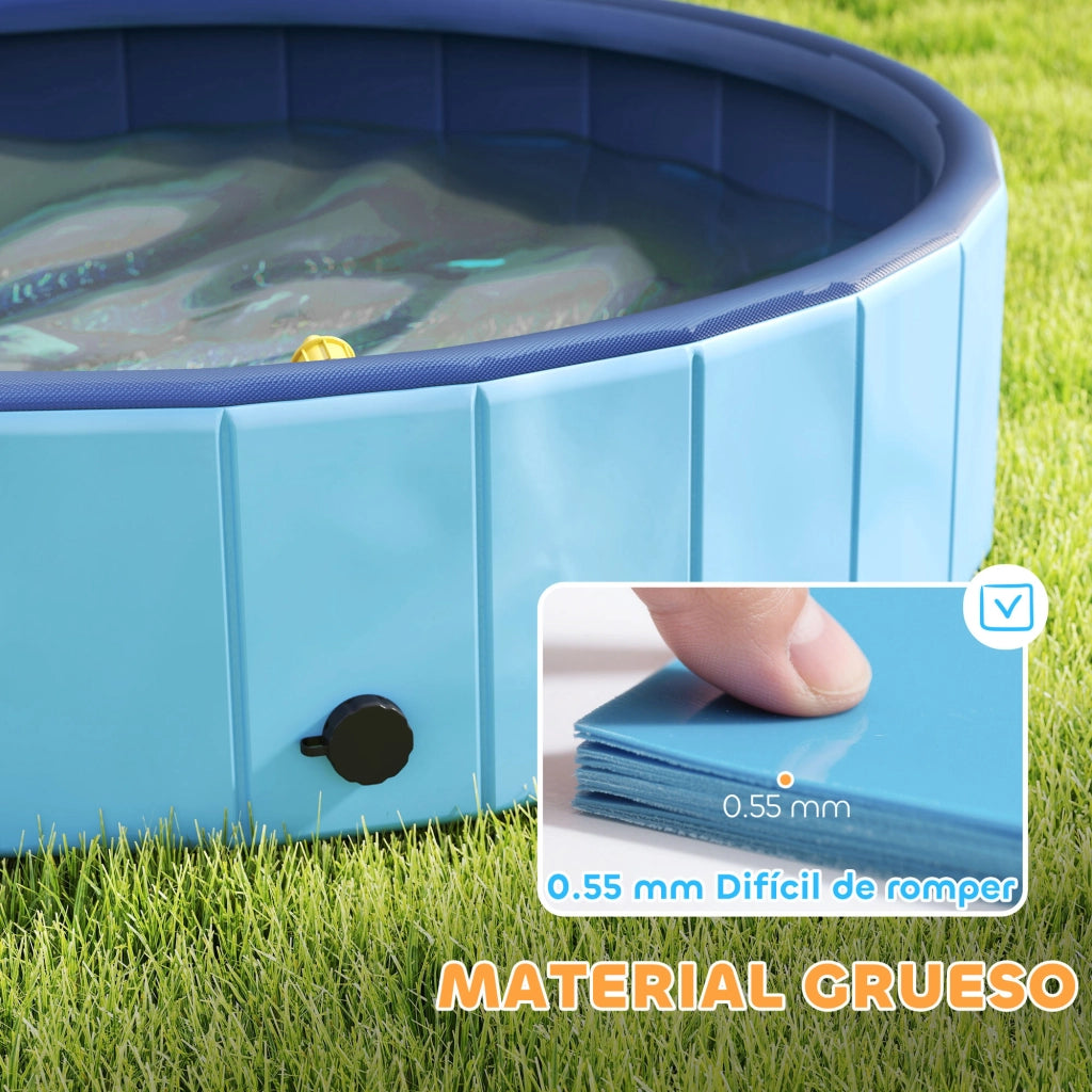 Piscina per Cani Pieghevole con Aspersore ¨C zephmum ¨C PVC Antiscivolo ?120x30 cm Azzurro