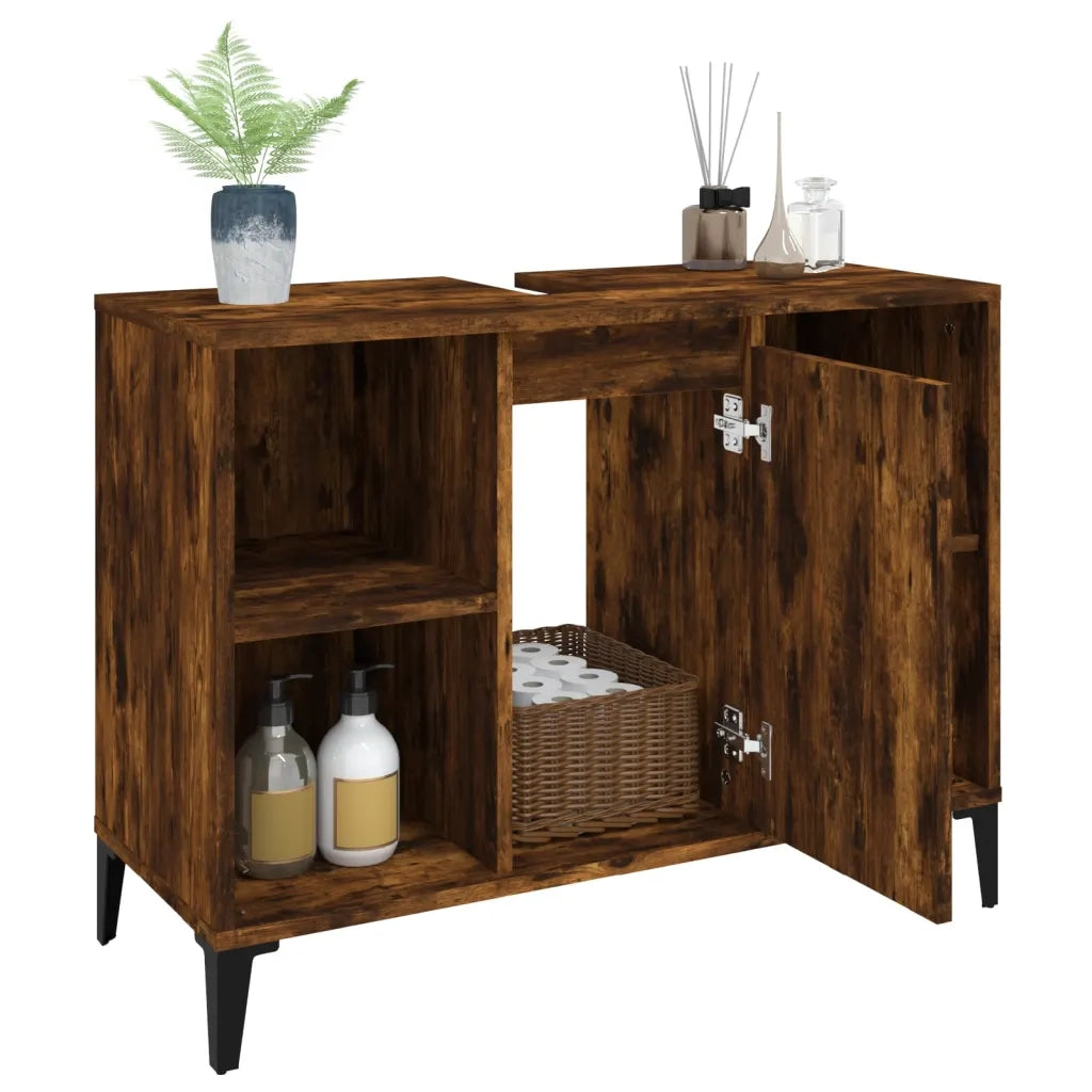 Mobile Lavabo Rovere Fumo 80x33x60 cm in Legno Multistrato 821297