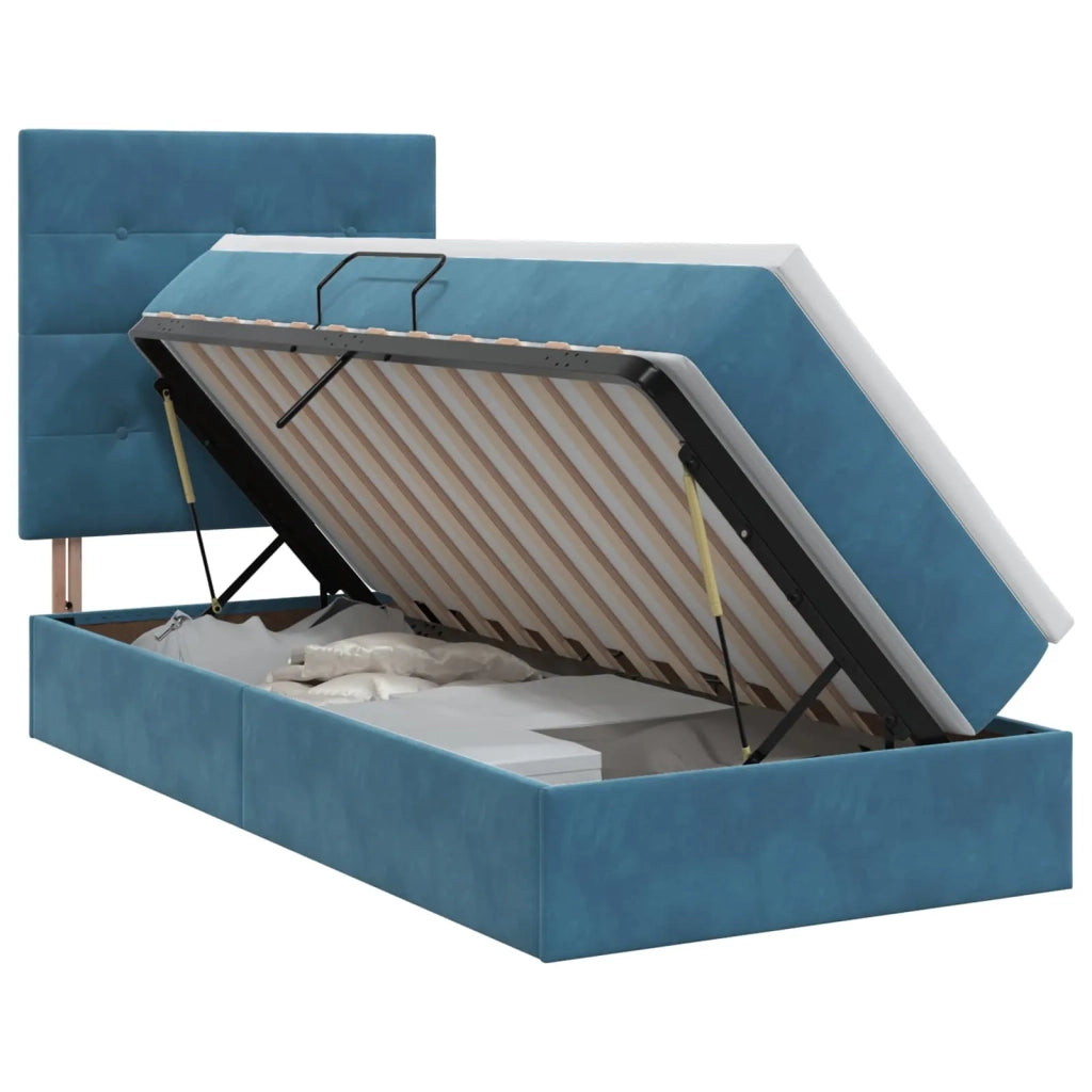 Letto con contenitore e materasso Blu Scuro 90 x 200 cm Velluto 3459667