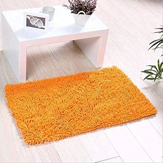 Pavimento da bagno morbido e accogliente in microfibra, super assorbente, antiscivolo, spesso per bagno o camera da letto (60 x 40 cm, arancione)