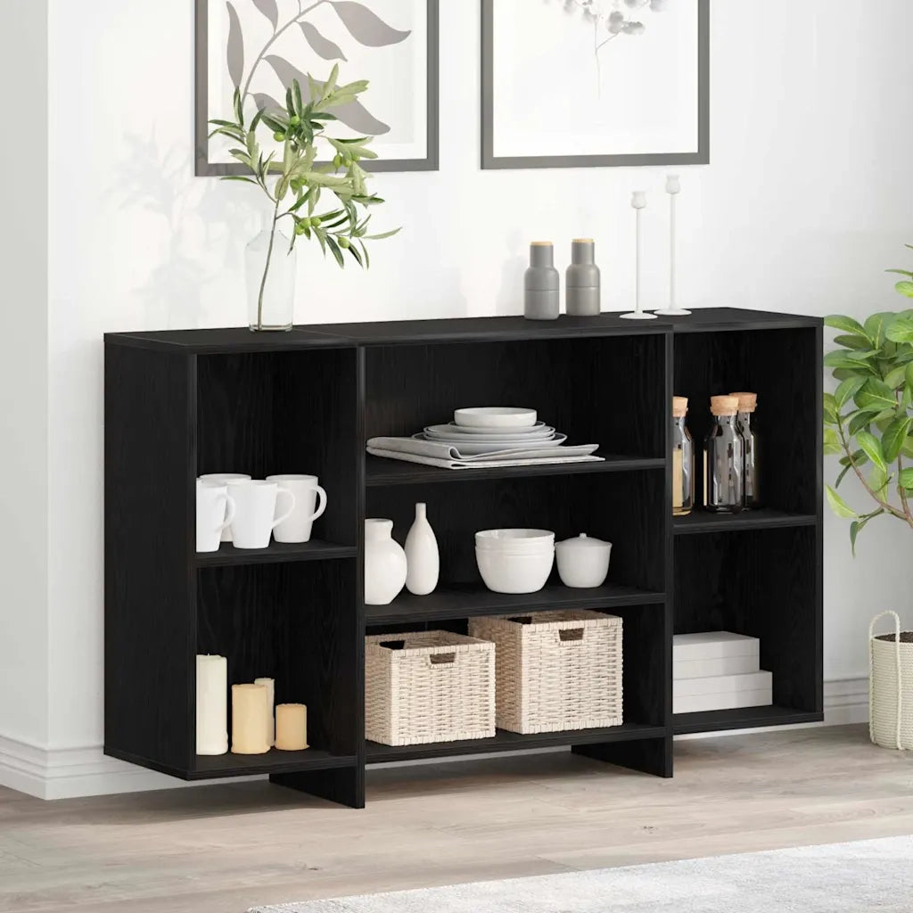 Credenza Rovere Nero 120 x 30 x 75 cm Legno multistrato 875037