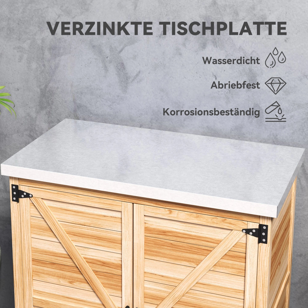 Mobile da giardino con piano da lavoro ¨C Xylo ¨C legno e acciaio zincato, 79x43x92cm