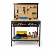 Banco Lavoro Officina Porta Utensili con Cassetto Metallo Verniciato 90x48 H 140cm