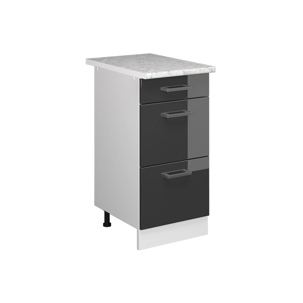 Vicco Mobiletto base per cucina Antracite lucido 40 cm con cassetti PL Marmo