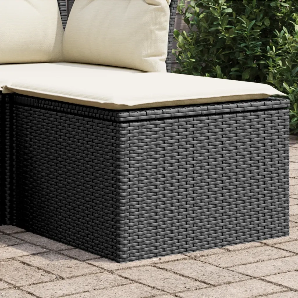 Sgabello Giardino con Cuscino Nero 55x55x37 cm in Polyrattan CFW3581271