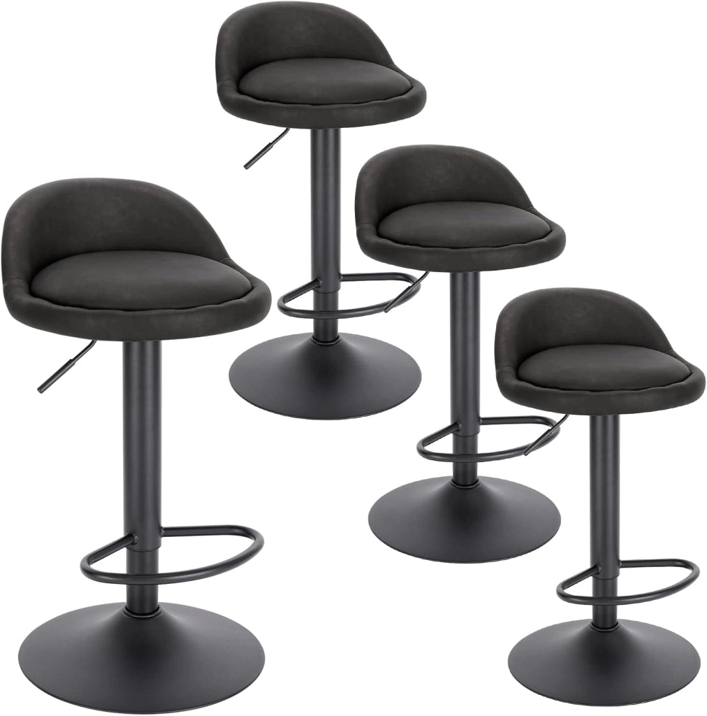 Sgabelli da Cucina in similpelle con Poggiapiedi Sgabelli da Bar Moderni per Bancone Penisola Sedie Alte Girevoli Altezza Seduta Regolabile 61-82cm, Antracite 4 Pezzi 0913BY-4