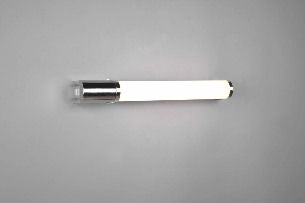 PIERA H2O APPLIQUE LED 8W 850lm, 3000K BORDO CROMO CON PRESA CORRENTE ED INTERRUTTORE IP44 L. 41,5CM