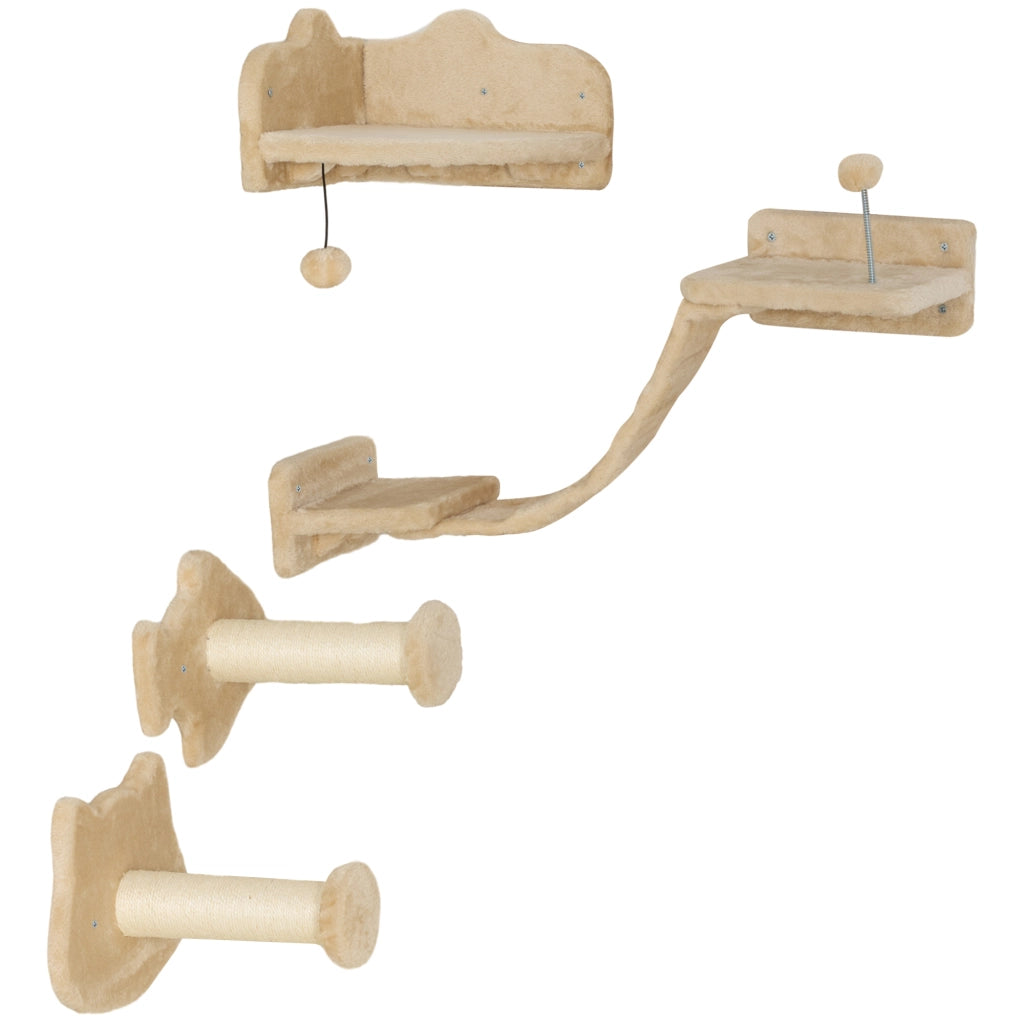 Tiragraffi per Gatti con 2 Posti in Sisal e 2 Piattaforme ¨C Zephmum ¨C Beige