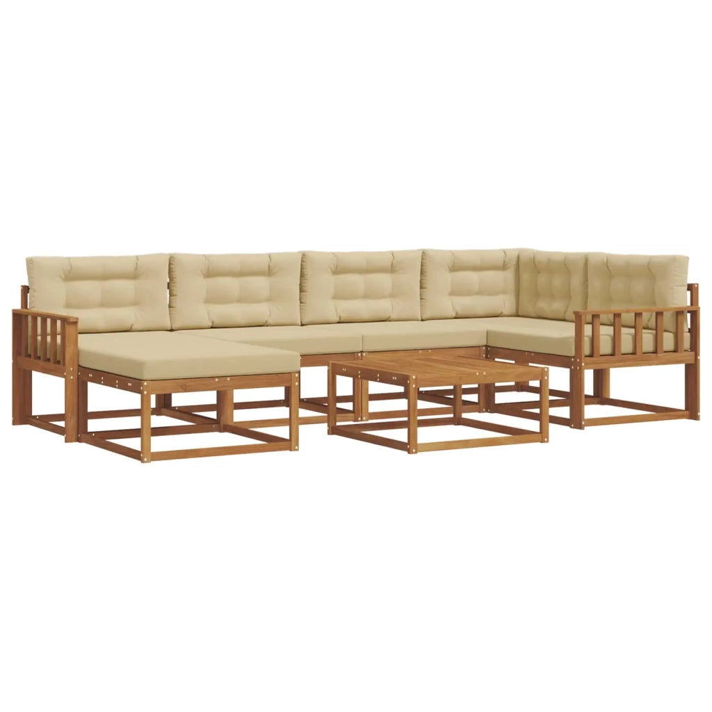 Set di divani da esterno con cuscino 7 pcs Naturale e Beige 3367856