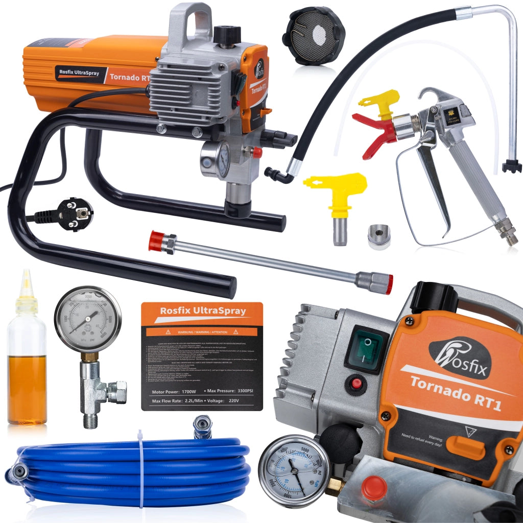 Agitatore Verniciatore Tornado RT1 – 1700W, 22MPA, 2,2L/min | Alta Efficienza e Precisione | Per Grandi Superfici