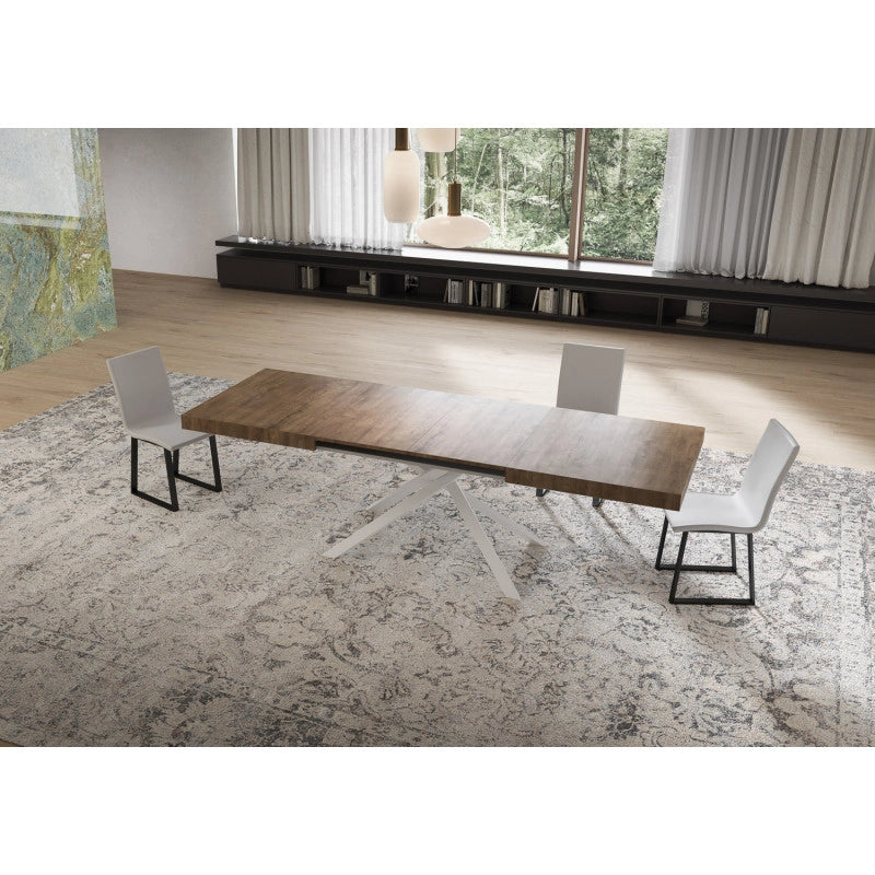 Tavolo allungabile 160/420x90 cm Niket telaio Bianche - Noce