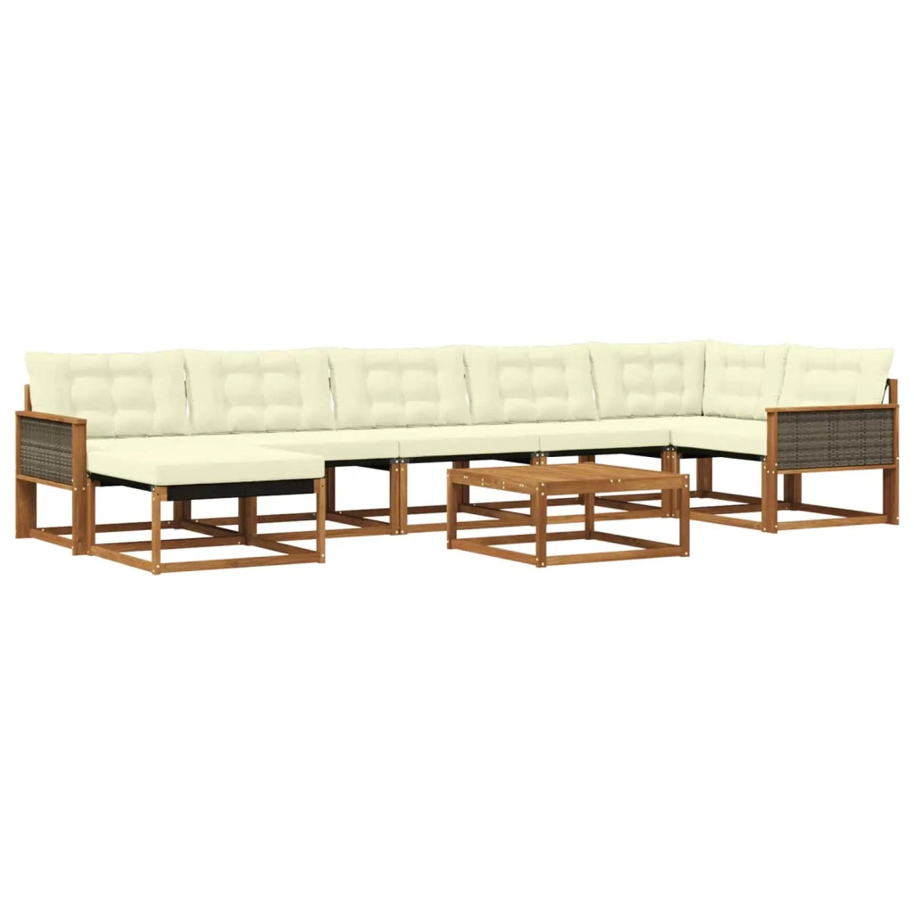 Set di divani da esterno con cuscino 8 pcs Naturale e Crema 3381578