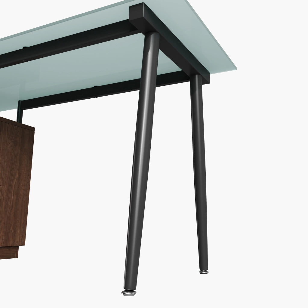 Scrivania con Cassetti e Piano in Vetro Temperato ¨C MINIMAL ¨C Marrone/Nero, 130x50x75