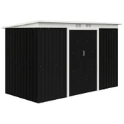 Casetta da Giardino Porta Utensili in Lamiera di Acciaio con Porte Scorrevoli, 280x130x172cm, Grigio-Nero