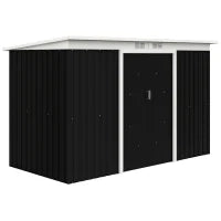 Casetta da Giardino Porta Utensili in Lamiera di Acciaio con Porte Scorrevoli, 280x130x172cm, Grigio-Nero
