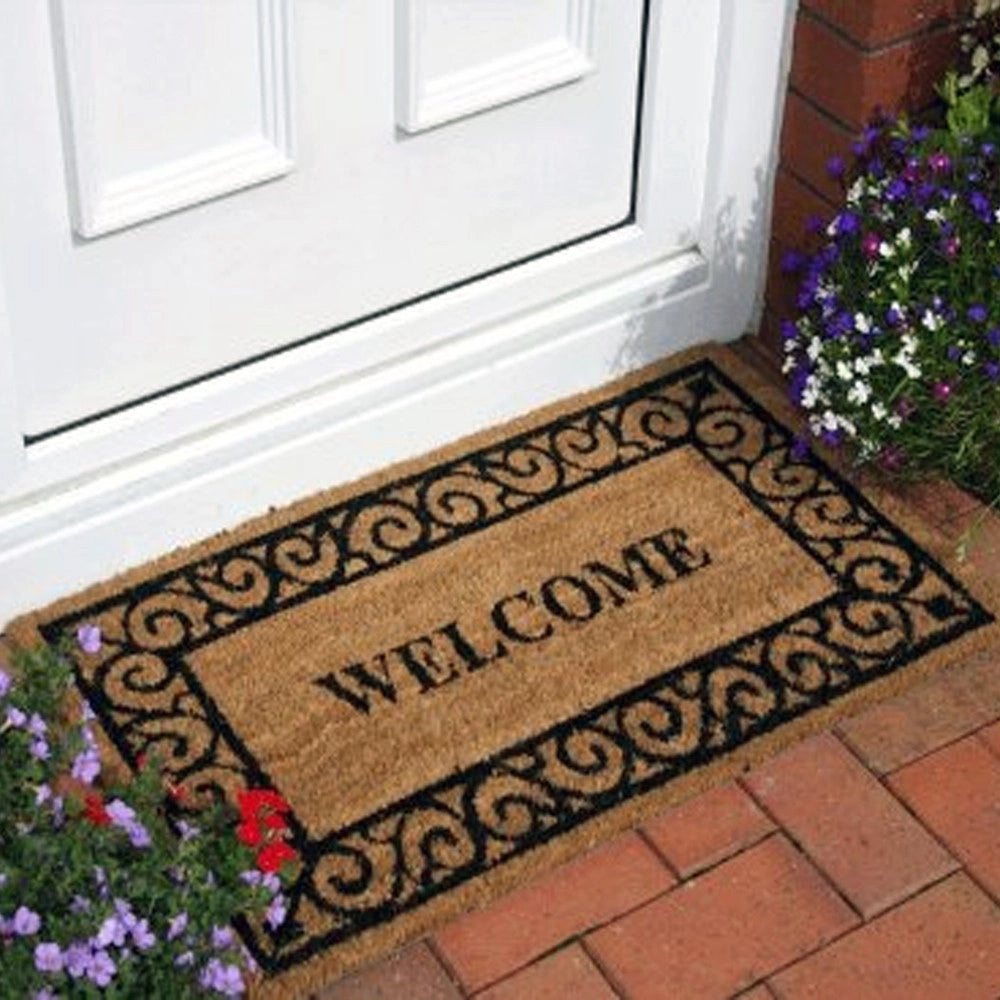 Trade Shop - Zerbino In Cocco Fuori Porta Antiscivolo Esterno Casa Porta Welcome 40 X 70 Cm -