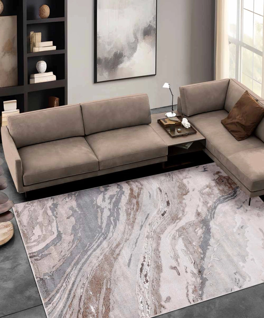 Tappeto NEVADA 9155 beige grigio cm.140x200 stile moderno effetto marmo