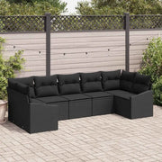 Set di divani con cuscino 7 pcs Nero polyrattan