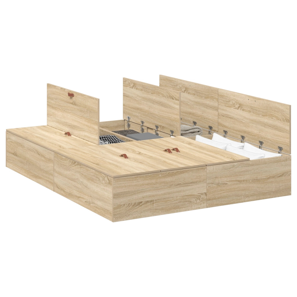 Struttura Letto con Contenitore in Quercia Sonoma 140x190 cm