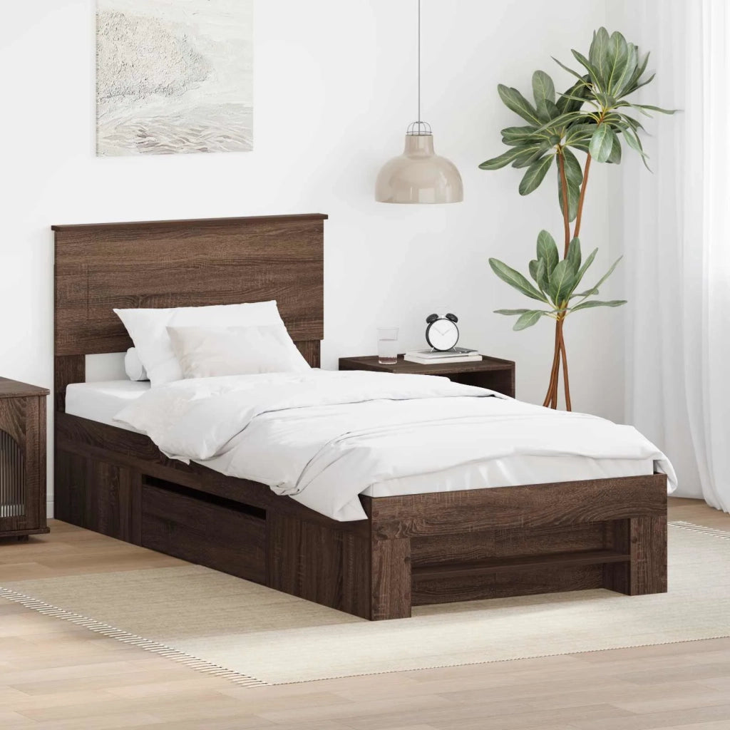 Struttura del letto con testiera Rovere Marrone 80 x 200 cm 3408815