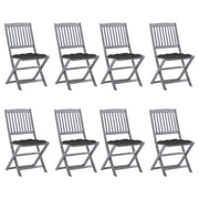 Sedie da Giardino Pieghevoli 8 pz con Cuscini Massello Acacia cod mxl 24192