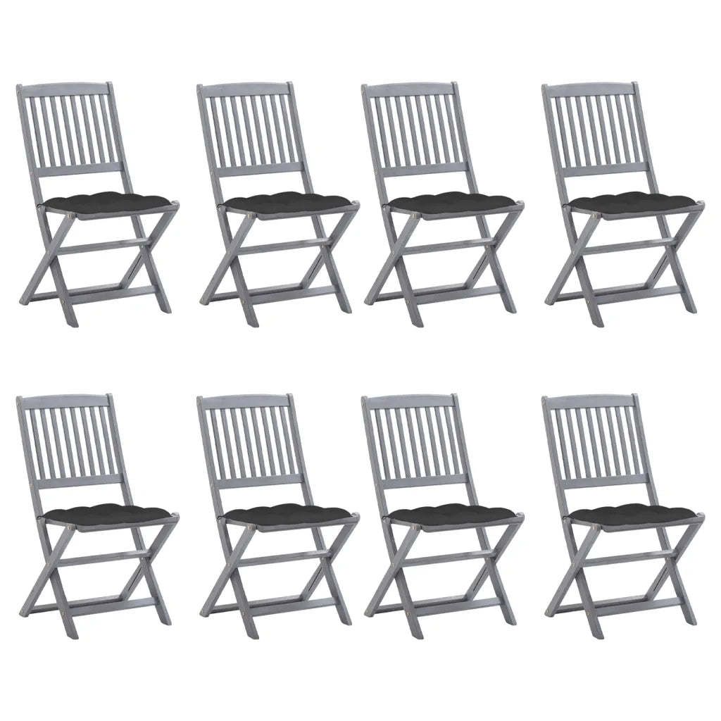 Sedie da Giardino Pieghevoli 8 pz con Cuscini Massello Acacia cod mxl 24192