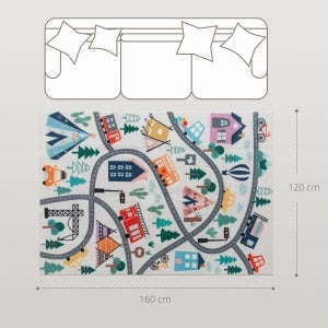 Tappeto moderno con motivo strada, multicolore, in poliestere, morbido e antiscivolo, 160 x 120 cm