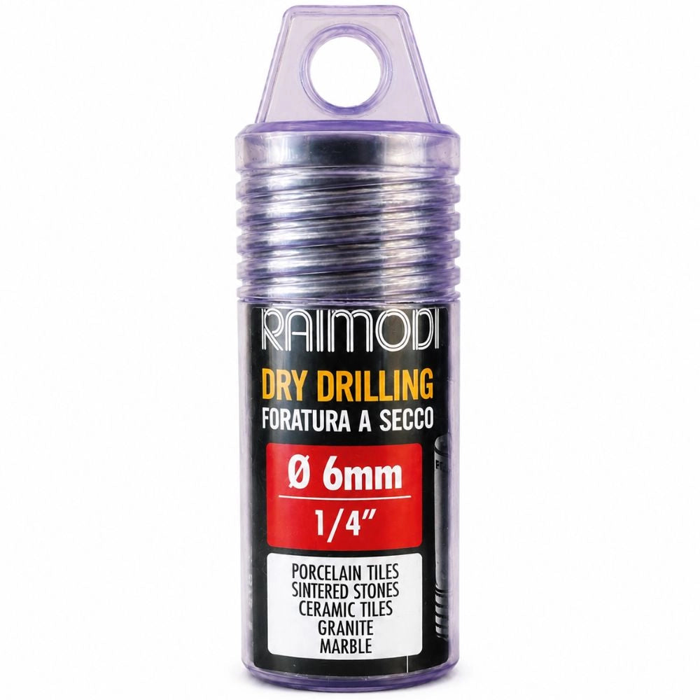 Foretto diamantato a secco raimondi attacco m14 per gres e marmo *** misura Ø6 mm (1/4”), confezione 1