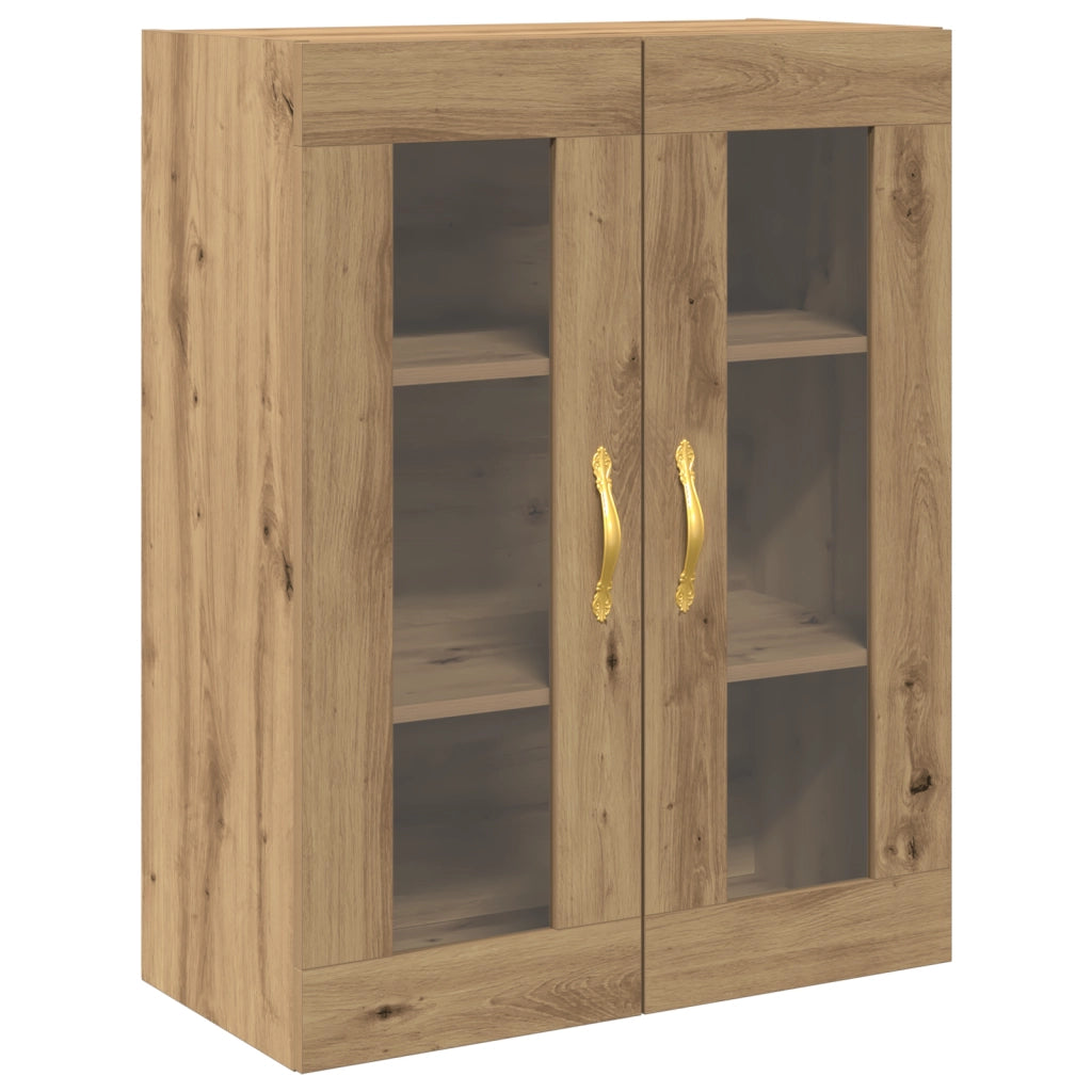 Armadio da muro con ante in vetro in rovere artigianale 69,5x34x90 cm