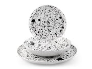 Servizio 18 pezzi tavola drip nordic in stoneware decorato bianco e nero