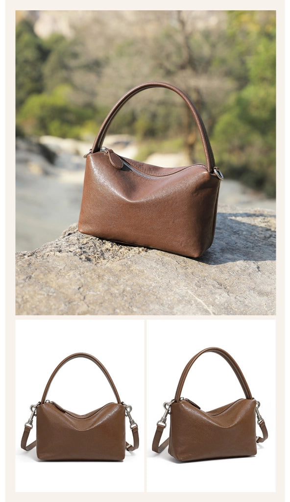 Borsa a mano/borsetta da donna in vera pelle marrone