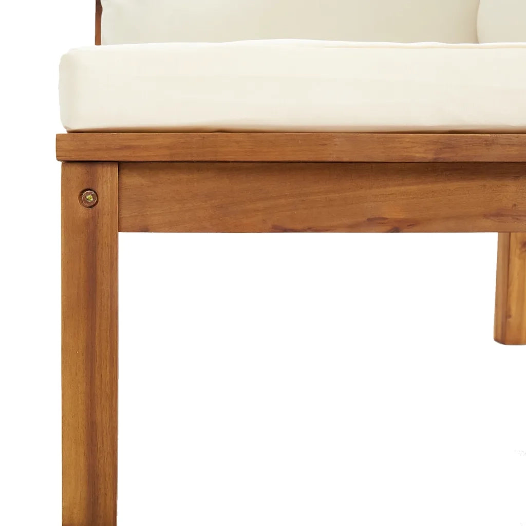 Divano Angolare Modulare Cuscini Bianco Crema in Legno d'Acacia cod mxl 69502