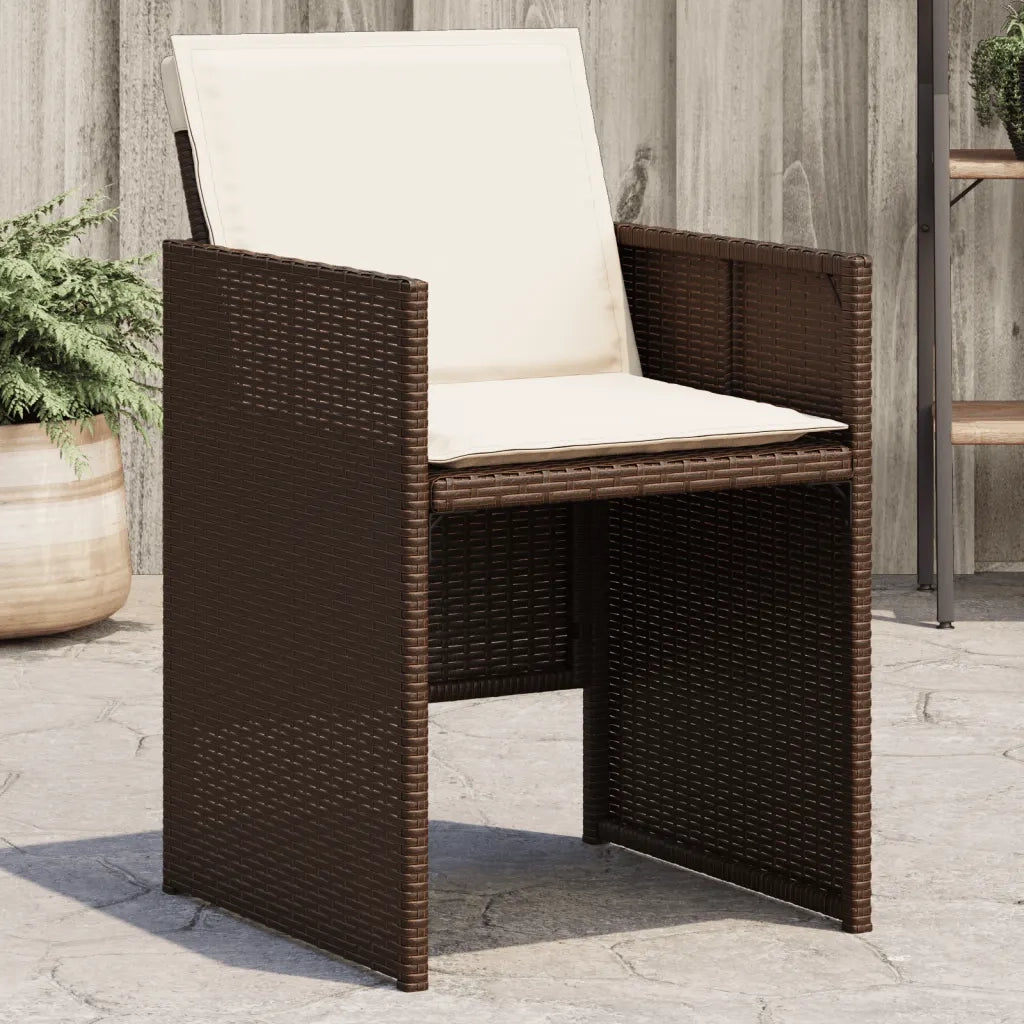 Sedie da Giardino con Cuscini 4 pz | Sedie da Esterno Marroni in Polyrattan