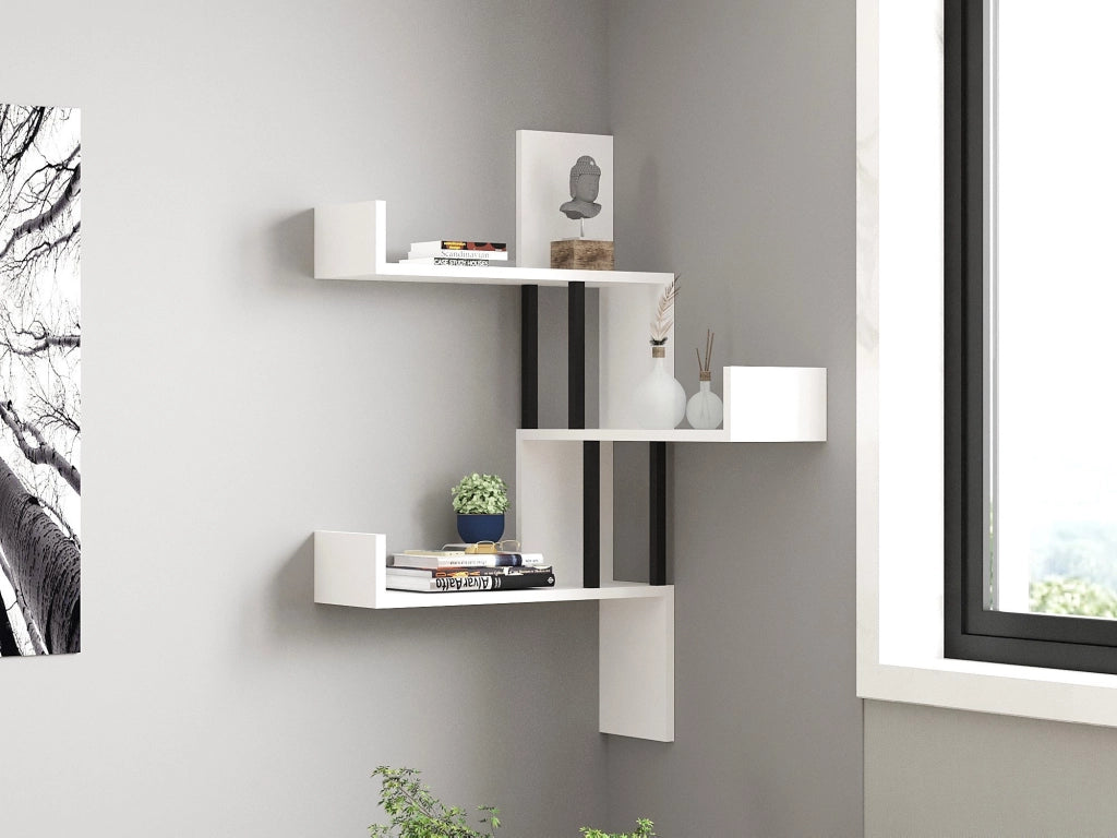 Mensola a muro in legno "Bombe" - 60 x 20 x 105 cm - Bianco