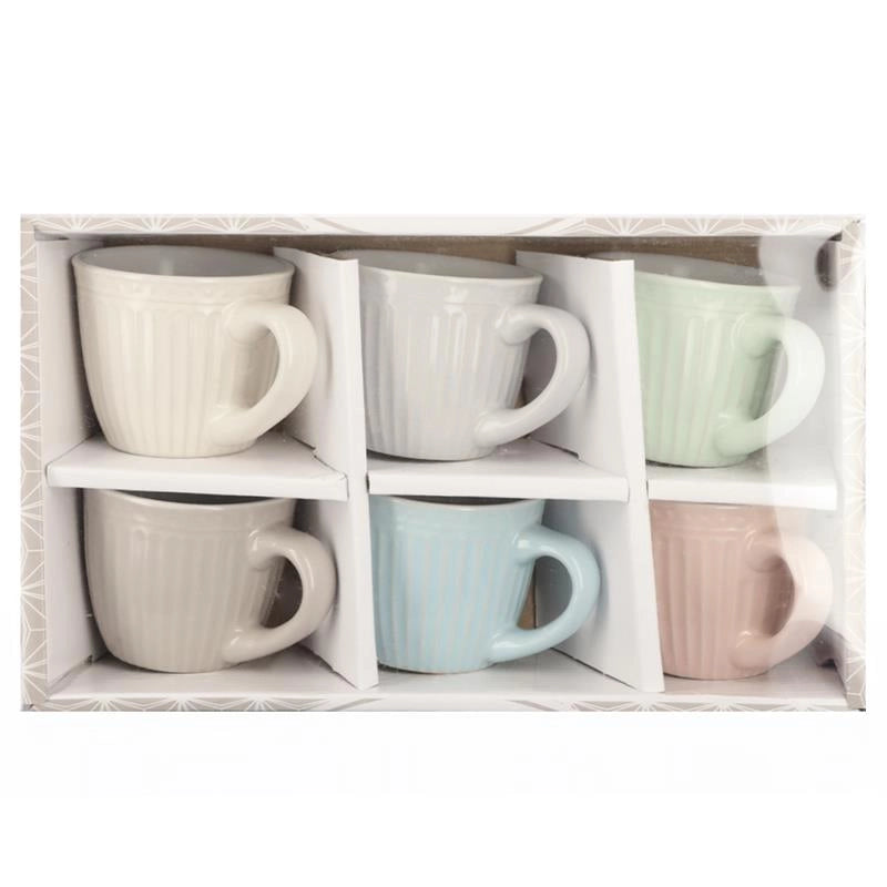 SET 6 TAZZINE PASTEL DA CAFFÈ CON MANICO 90 ML 6 X 5,5H CM