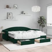 Divano Letto Estraibile Cassetti Verde Scuro 80x200cm Velluto 3197368
