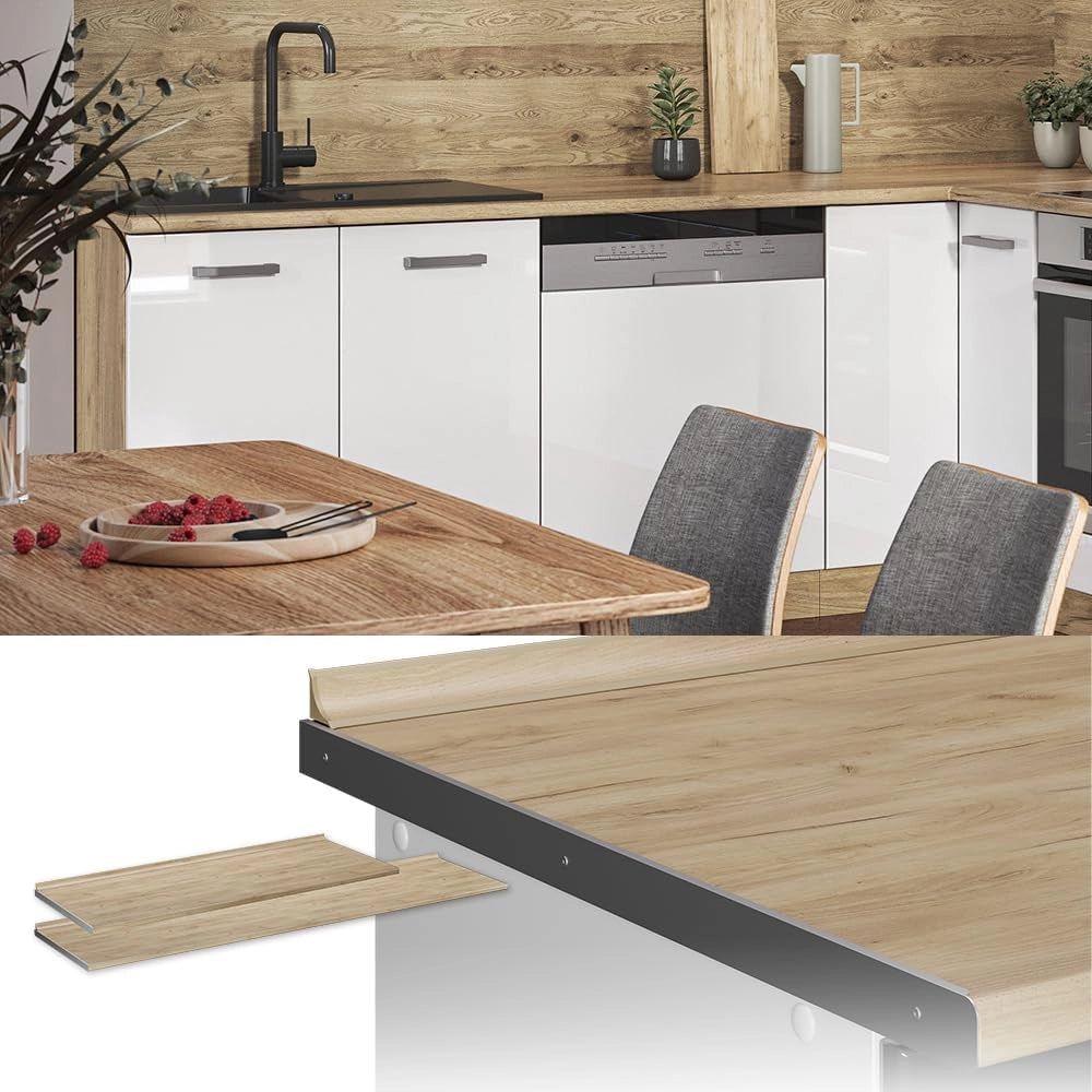 Top cucina R-Line, Quercia dorata, 240 cm, adatto per il montaggio su mobili base e piani di lavoro