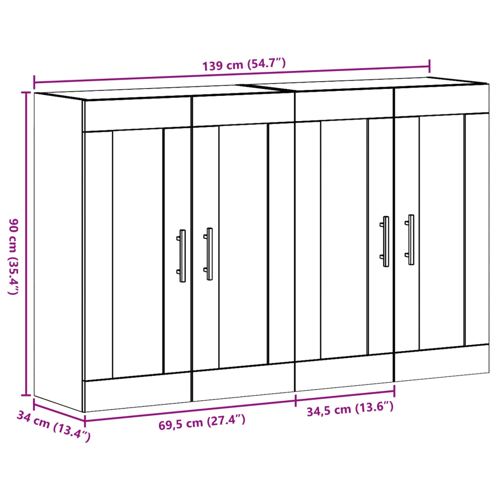 Armadi a Muro 2 pezzi Legno Vecchio 69.5x34x90 cm Legno Ingegnerizzato