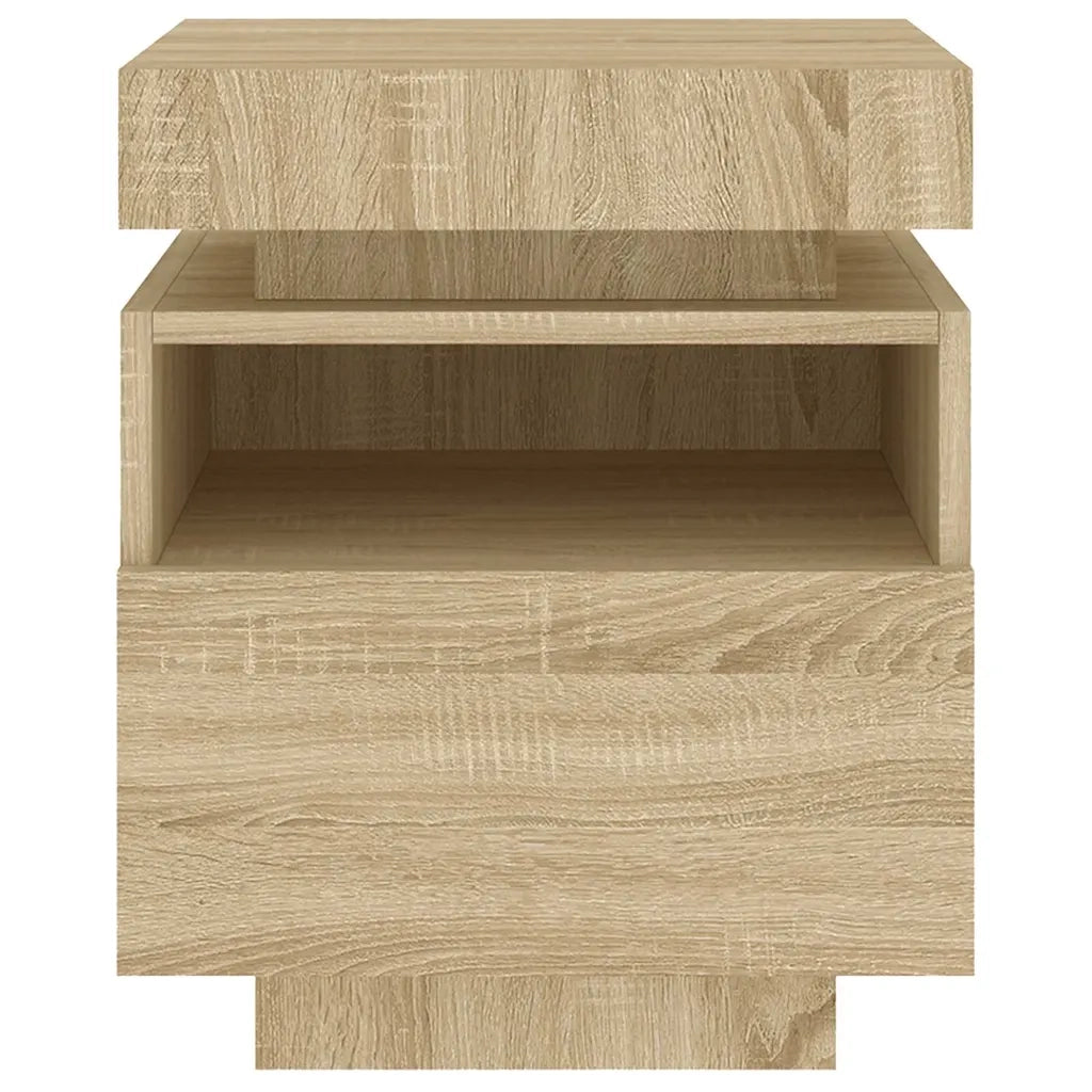 vidaXL Comodino con Luci LED Rovere Sonoma 40x39x48,5 cm