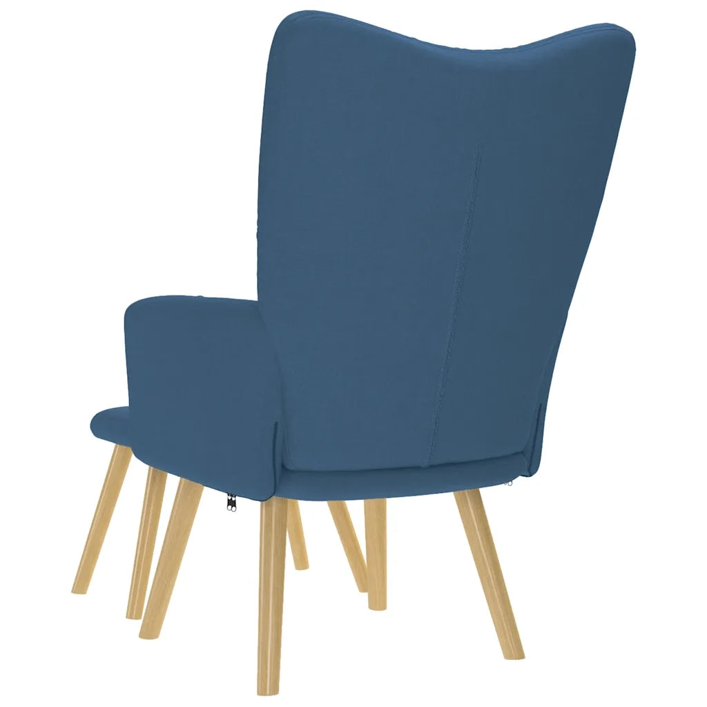 Divano Sedia-Poltrona Relax con Poggiapiedi Blu in Tessuto 625751