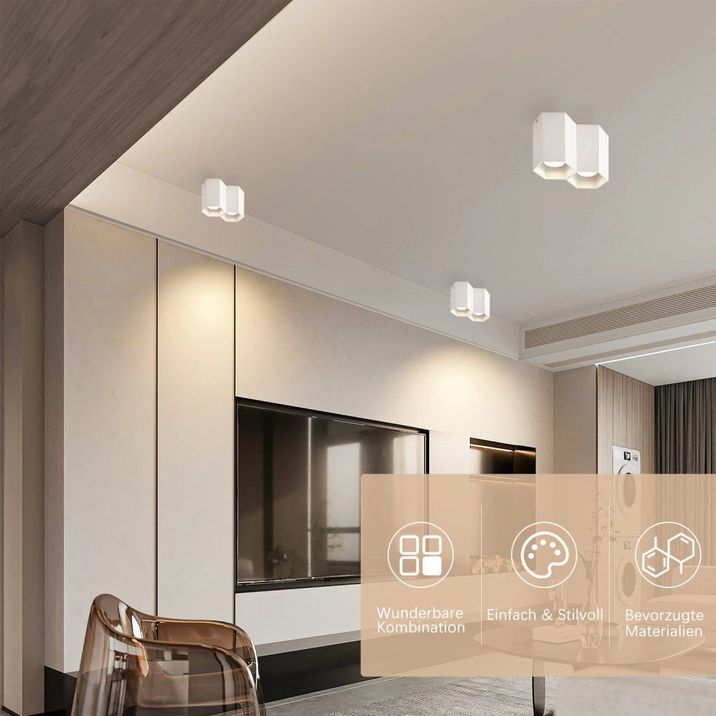 ZMH Faretto da soffitto bianchi 2 luci GU10 da superficie illuminazione moderna