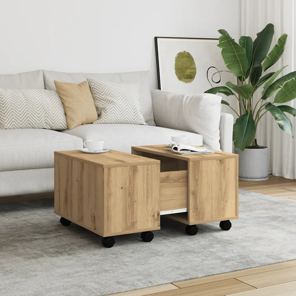 Tavolino Salotto Rovere Artigianale 60x60x38 cm in Truciolato