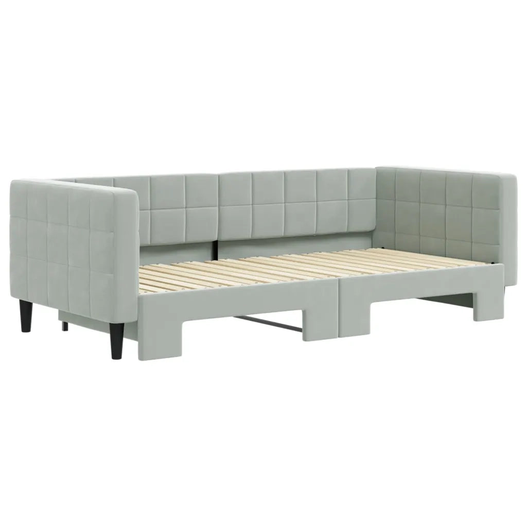 Divano Letto con Letto Estraibile Grigio Chiaro 90x190 Velluto 3196704