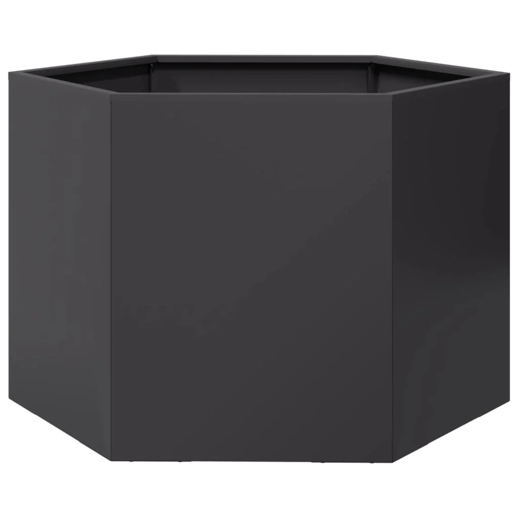 Fioriera/aiuola esagonale per piante fiori terrazza giardino 69 x 60 x 45 cm acciaio nero 02_0038650
