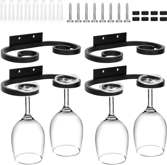 Wenglaio da Parete 17x97 cm - Sostegno Vino in Metallo - Deposito di Vetro sotto la Cucina - Bar da Cucina