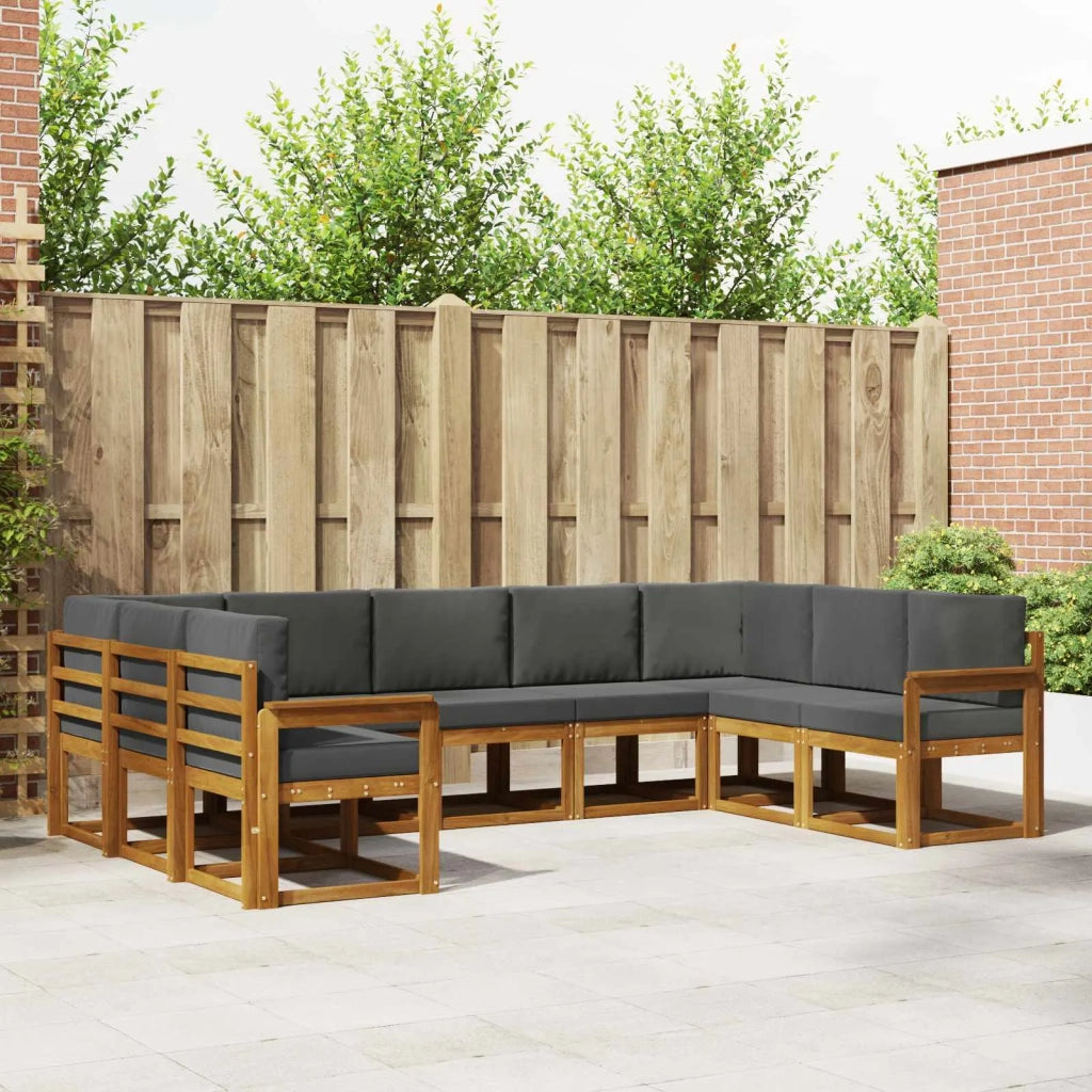 Set di divani da esterno con cuscino 9 pcs Naturale e Antracite 3366975