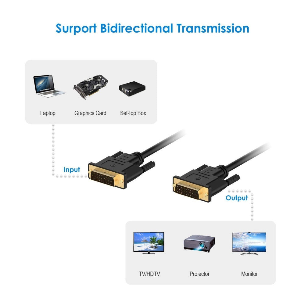 Trade Shop - Cavo Dvi A Dvi Dvi-d 24+1 Dual Link 1080p Per Monitor Pc Proiettore Da 3 Metri -