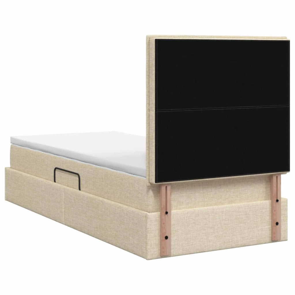 Letto con contenitore e materasso Crema 100 x 200 cm Tessuto 3459424